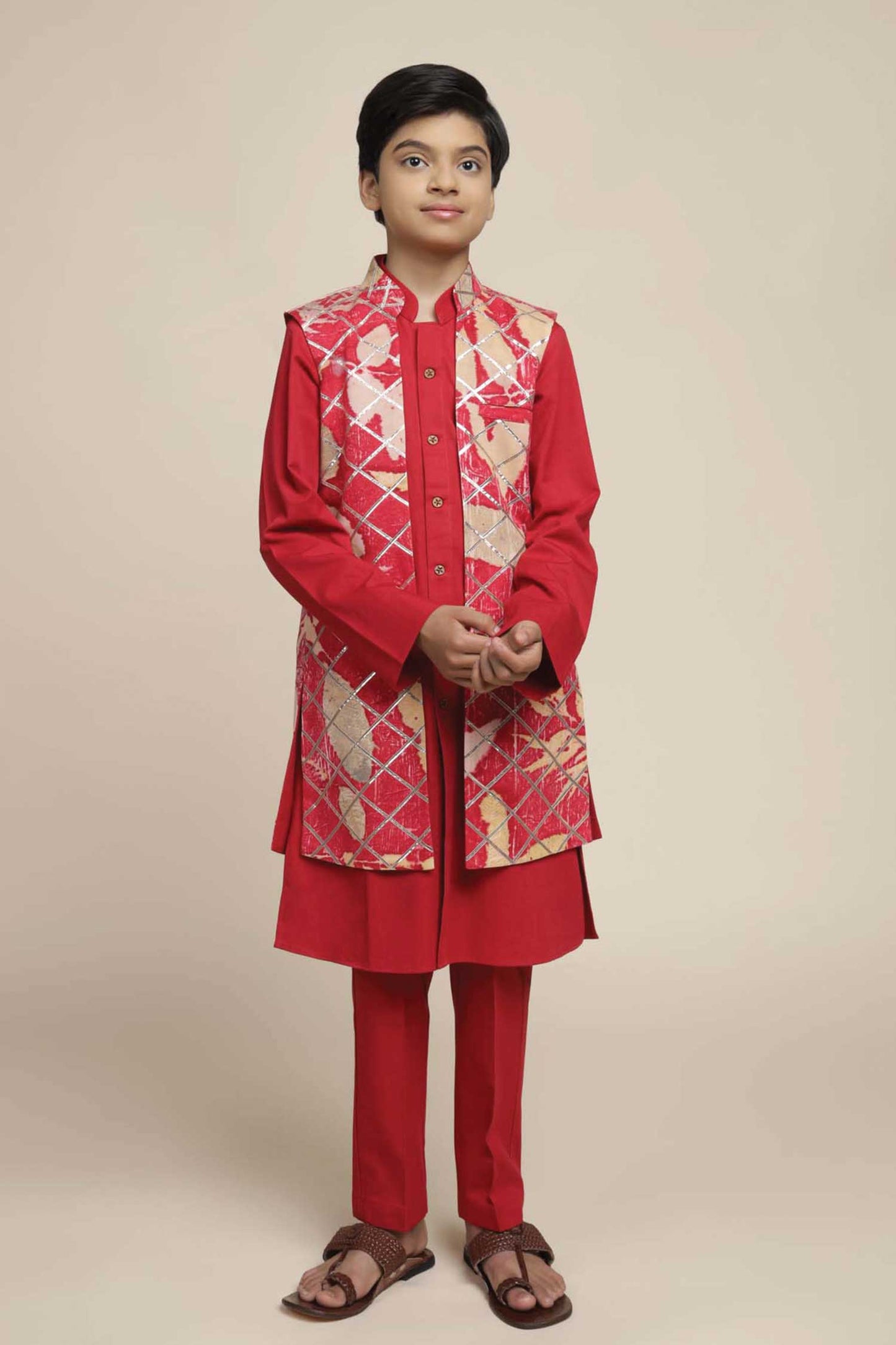 Alam Sherwani & Front-Open Jacket Pants Set