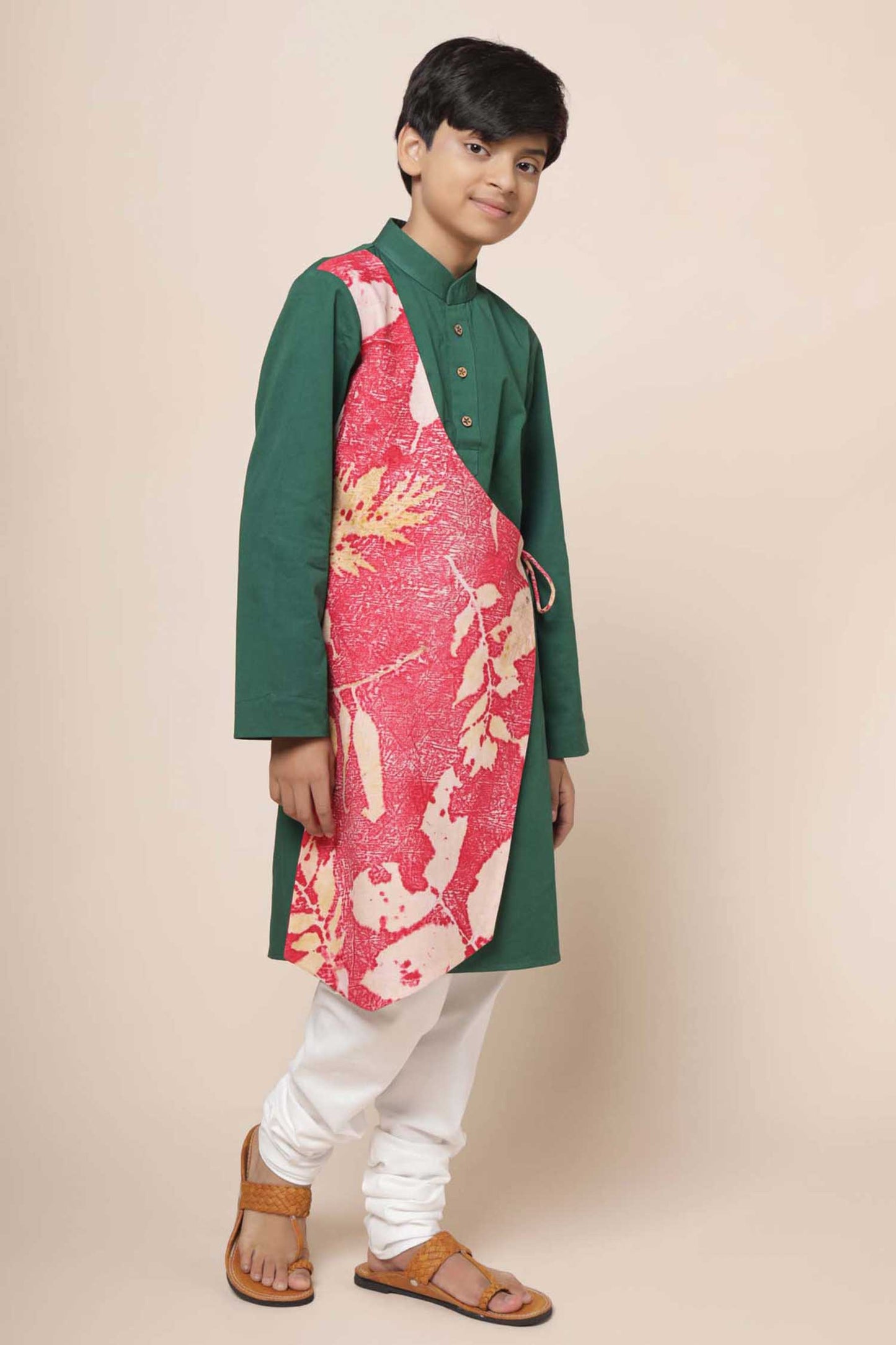 Aras Asymmetric Panelled Kurta & Churidar Set