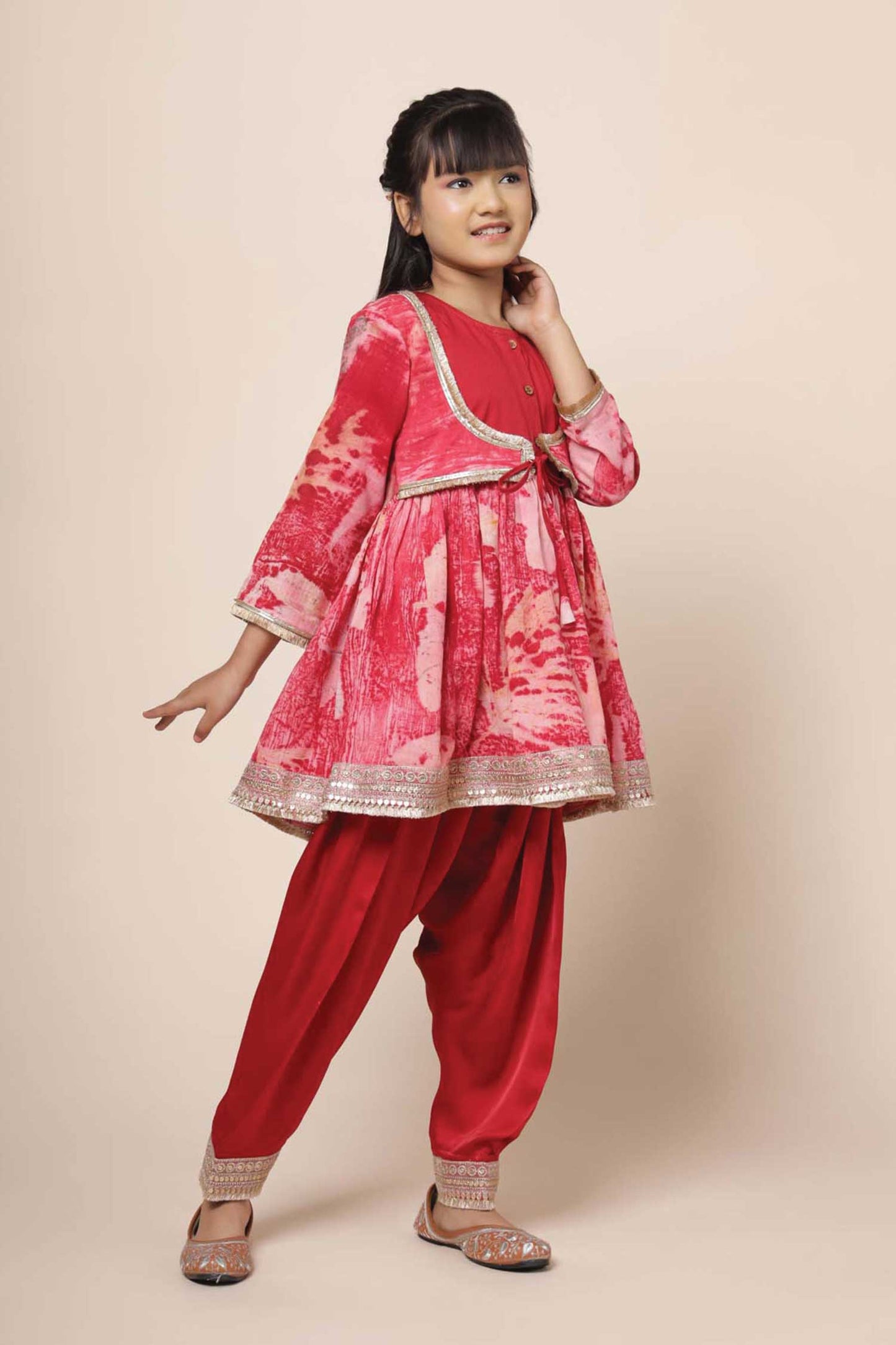 Yumily Gathered Short Kurta & Salwar Set