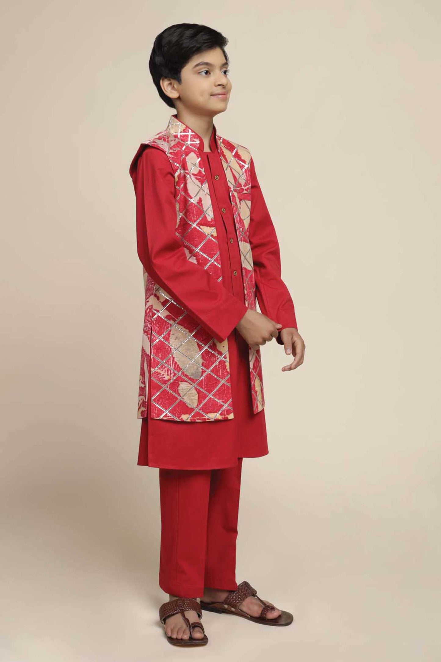 Alam Sherwani & Front-Open Jacket Pants Set