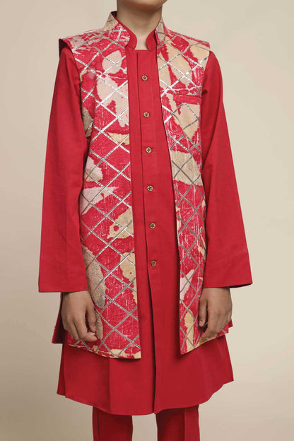 Alam Sherwani & Front-Open Jacket Pants Set