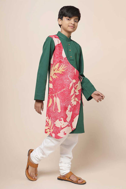 Aras Asymmetric Panelled Kurta & Churidar Set