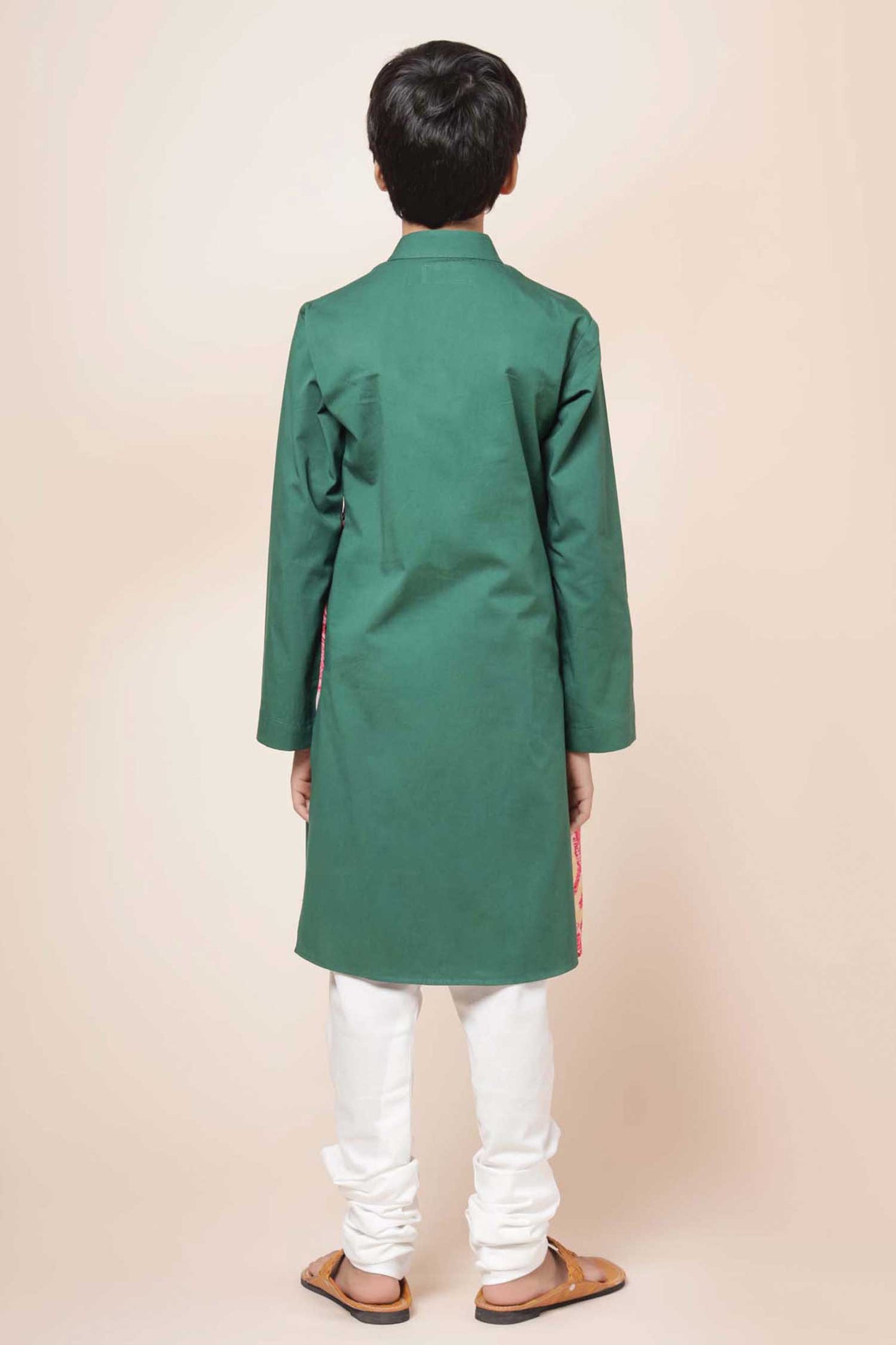 Aras Asymmetric Panelled Kurta & Churidar Set