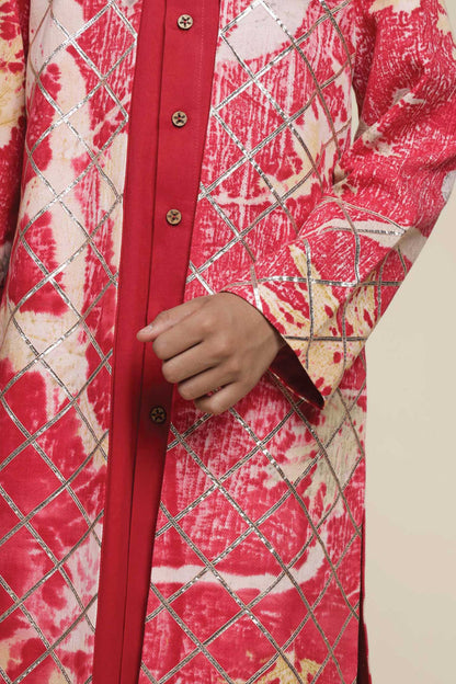 Deiji Sherwani Styled Long Kurta & Pants